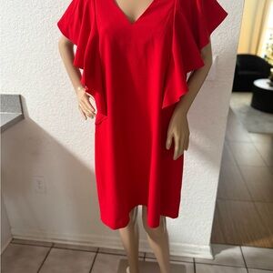 Elegant Red V-Neck Dress